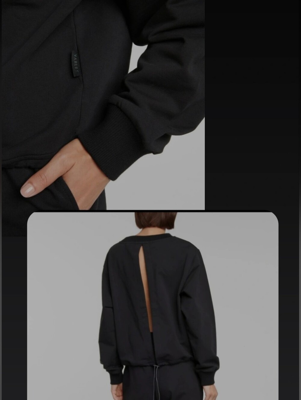 Varley Weston Open Back Sweatshirt Women’s Long Sleeve Pullover Drawcord S